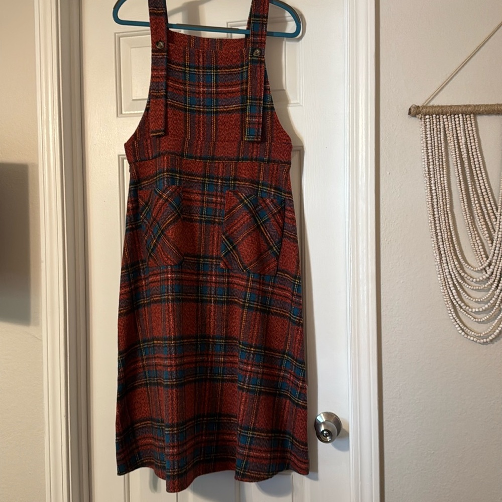 Overall Styled Plaid Dress